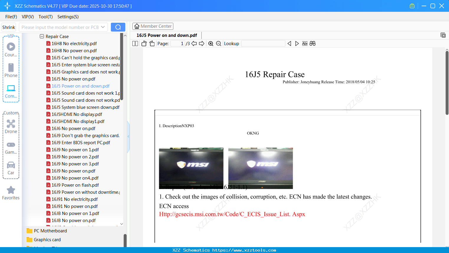 Laptop MSI 16J5 Power On And Down